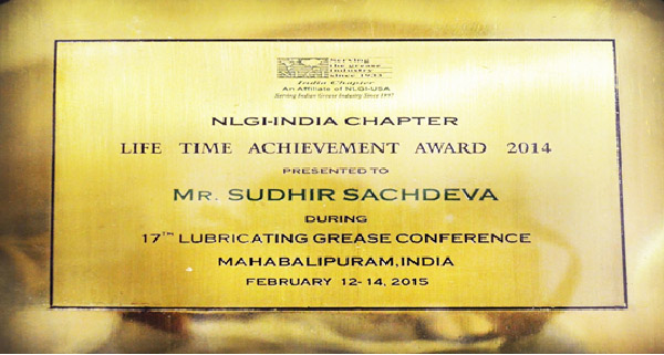 Life Time Achievement Award from NLGI-IC